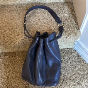 Brown leather hobo bag